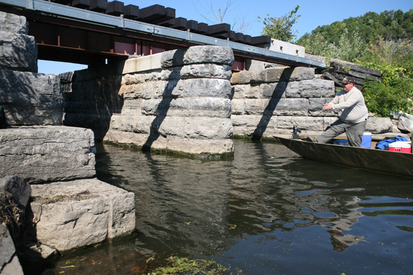 Fishing under bridge for crappie