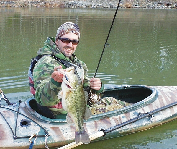 giant bass taken from kayak